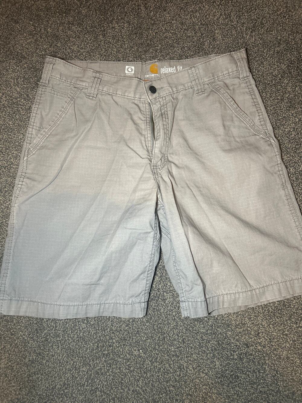 Carhartt Men’s Relaxed Fit Ripstop Shorts Size 34 Gray Work Utility Cargo